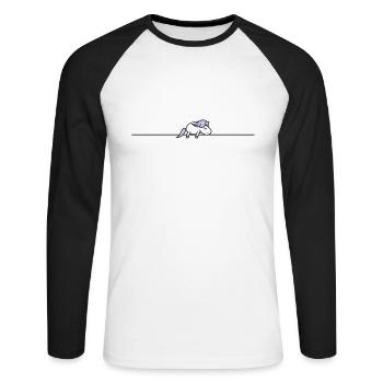 schlafendes Einhorn - Unisex Baseballshirt langarm - Weiß/Schwarz - Vorne - Nik (191cm)