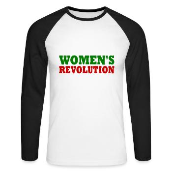 Womens revolution - Unisex Baseballshirt langarm - Weiß/Schwarz - Vorne - Nik (191cm)