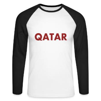 Qatar - Unisex Long Sleeve Baseball T-Shirt - white/black - Front - Nik (191cm)
