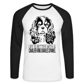 CAVALIER KING CHARLES SPANIEL life better Wilsigns - T-shirt baseball manches longues Homme - blanc/noir - Devant - Nik (191cm)