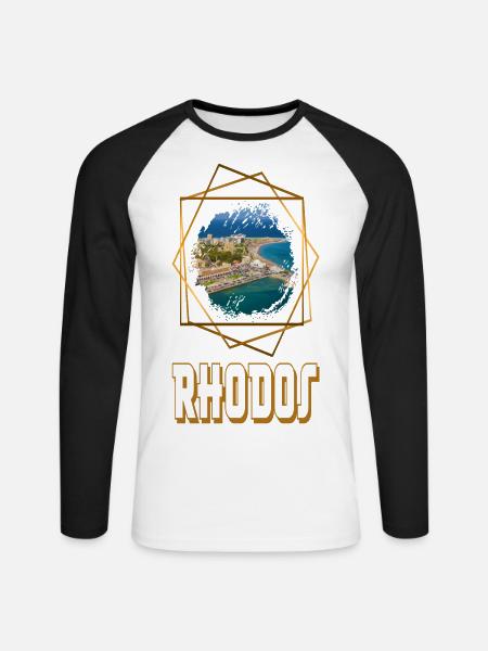 Rhodos Griechenland Stadt Skyline Heimat Liebe - Unisex Baseballshirt langarm - Weiß/Schwarz