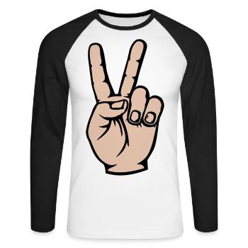 Viktory Signe de Paix Main - T-shirt baseball manches longues Homme - blanc/noir - Devant - Nik (191cm)