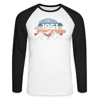 Original 1951 Vintage 1951 Birthday 1951 - Unisex Long Sleeve Baseball T-Shirt - white/black - Front - Nik (191cm)