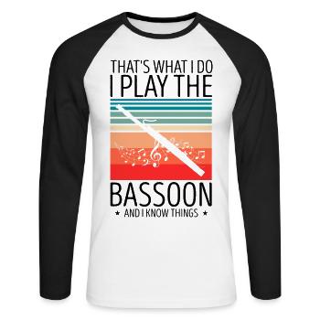 Conception d’instruments à vent bassoniste pour bassoniste - T-shirt baseball manches longues Homme - blanc/noir - Devant - Nik (191cm)