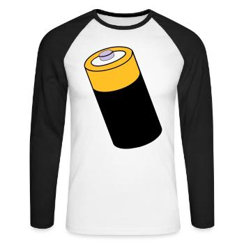 Batterie - énergie - sous tension - T-shirt baseball manches longues Homme - blanc/noir - Devant - Nik (191cm)