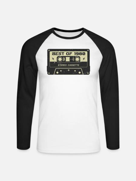 Retro cassette tape 1980's vintage 1980's birthday 1980's - Unisex Long Sleeve Baseball T-Shirt - white/black