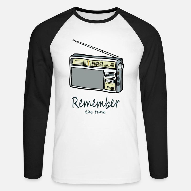 RememberTransistorraddio - Unisex Baseballshirt langarm - Weiß/Schwarz