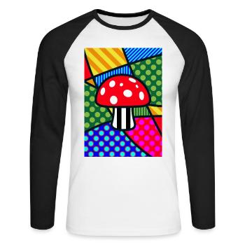 Fly agaric - Unisex Long Sleeve Baseball T-Shirt - white/black - Front - Nik (191cm)