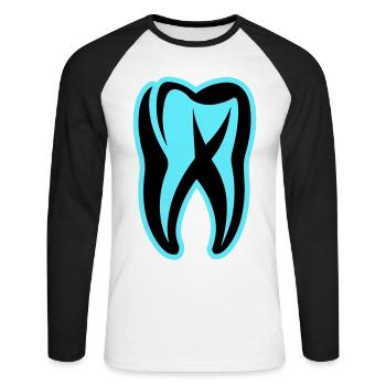 Zahn Symbol Zahnarzt - Unisex Baseballshirt langarm - Weiß/Schwarz - Vorne - Nik (191cm)