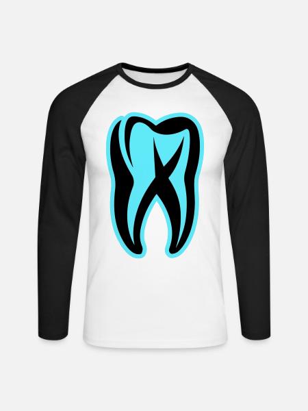 Zahn Symbol Zahnarzt - Unisex Baseballshirt langarm - Weiß/Schwarz