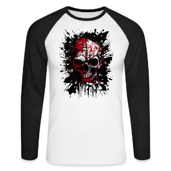 Crâne - T-shirt baseball manches longues Homme - blanc/noir - Devant - Nik (191cm)