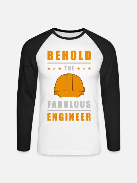 Fabulous Engineer Helmet - Unisex Long Sleeve Baseball T-Shirt - white/black