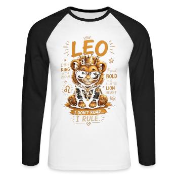 Leo Roi Lion Princier et Orné - Zodiaque - Unisex Long Sleeve Baseball T-Shirt - white/black - Front - Nik (191cm)