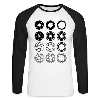 Photography - Unisex Baseballshirt langarm - Weiß/Schwarz - Vorne - Nik (191cm)