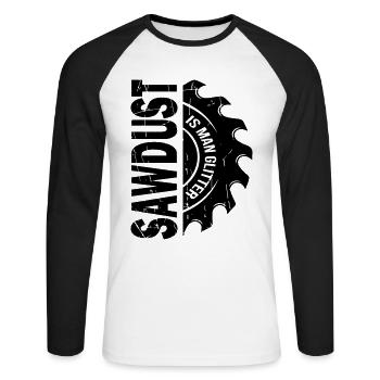 Sawdust Is Man Glitter - Unisex Baseballshirt langarm - Weiß/Schwarz - Vorne - Nik (191cm)