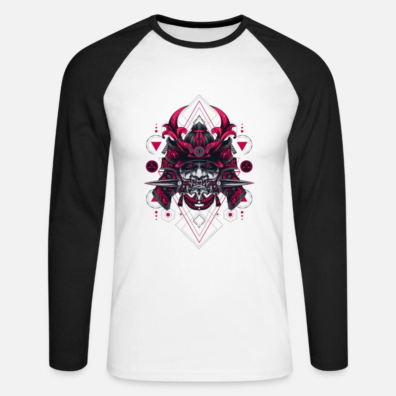 ONI SAMURAI SACRED GEOMETRY - Unisex Baseballshirt langarm - Weiß/Schwarz