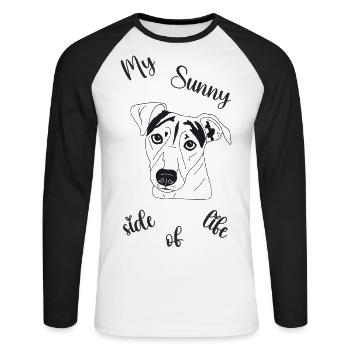 Jack Russell Terrier - Unisex Baseballshirt langarm - Weiß/Schwarz - Vorne - Nik (191cm)