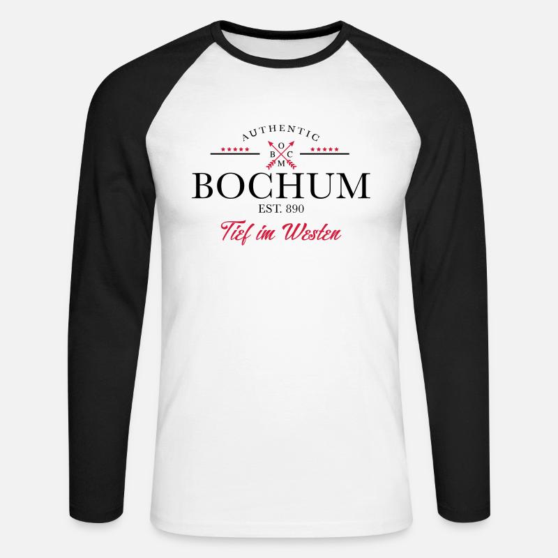 Logo Bochum authentic Tief im Westen - Unisex Baseballshirt langarm - Weiß/Schwarz
