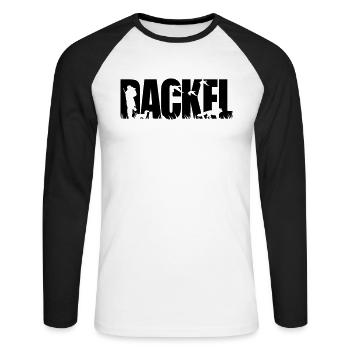 DACKEL Jagdhund - Unisex Baseballshirt langarm - Weiß/Schwarz - Vorne - Nik (191cm)