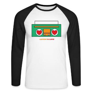 RadioLove - Unisex Long Sleeve Baseball T-Shirt - white/black - Front - Nik (191cm)