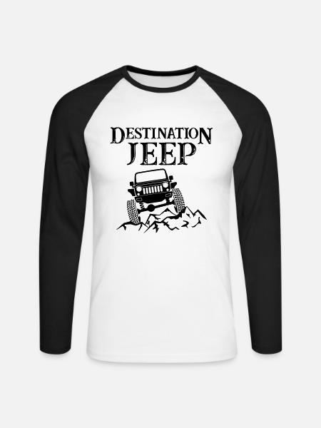Destination Jeeps - Unisex Long Sleeve Baseball T-Shirt - white/black