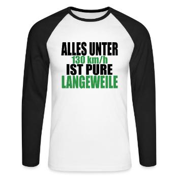 Tempolimit Autobahn Grüne Freiheit Verbot Diesel - Unisex Baseballshirt langarm - Weiß/Schwarz - Vorne - Nik (191cm)