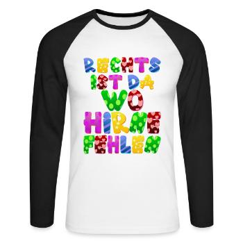 AfD stoppen gegen rechts Demokratie Vielfalt links - Unisex Baseballshirt langarm - Weiß/Schwarz - Vorne - Nik (191cm)
