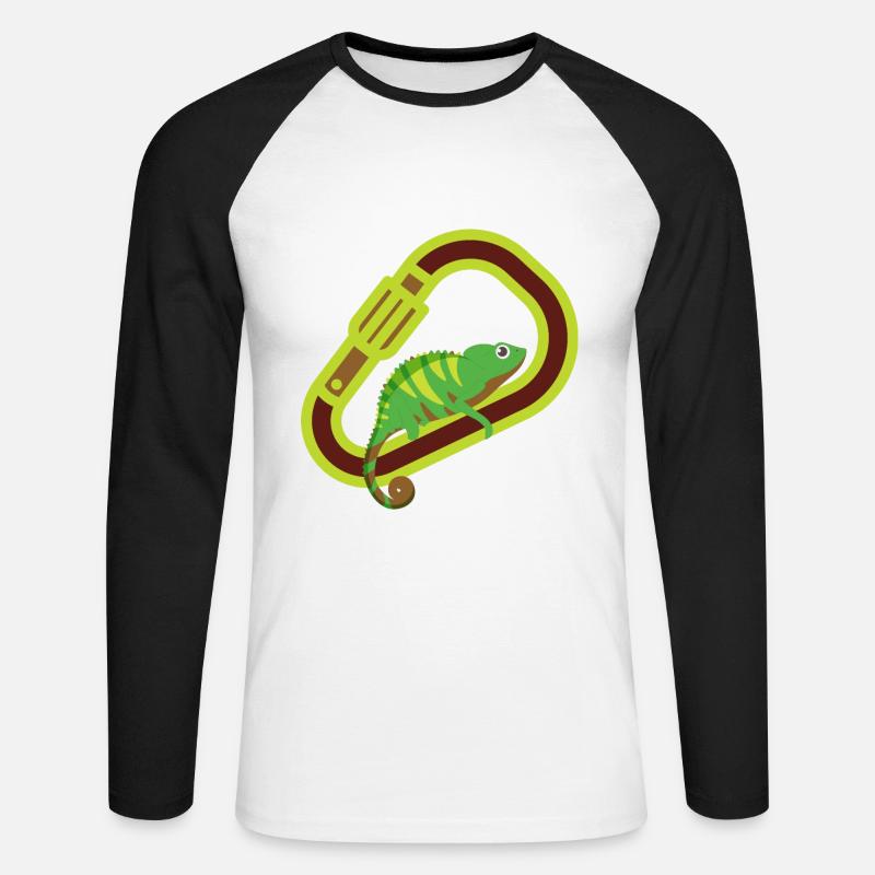 Bouldern, Klettern, Freiklettern Chameleon Boulder - Unisex Baseballshirt langarm - Weiß/Schwarz