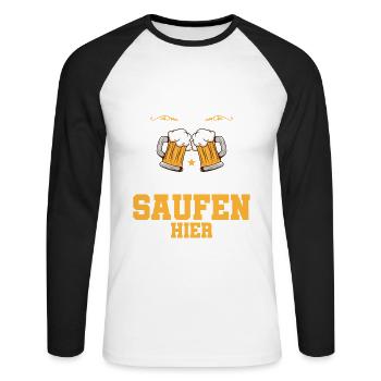 Poltern JGA Mann Bräutigam Junggesellenabschied - Unisex Baseballshirt langarm - Weiß/Schwarz - Vorne - Nik (191cm)