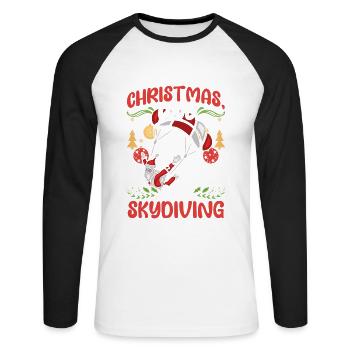 Fallschirm Skydive Weihnachten Liebe und Skydiving - Unisex Baseballshirt langarm - Weiß/Schwarz - Vorne - Nik (191cm)