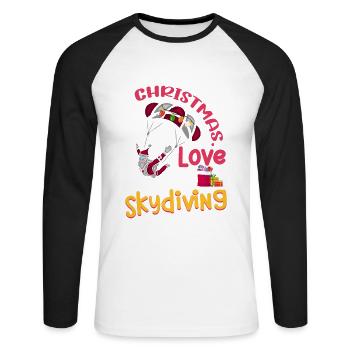 Fallschirm Skydive Weihnachten Liebe und Skydiving - Unisex Baseballshirt langarm - Weiß/Schwarz - Vorne - Nik (191cm)