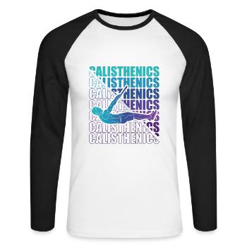 Calisthenics Street Workout Gymnastics Fitness - Unisex Long Sleeve Baseball T-Shirt - white/black - Front - Nik (191cm)