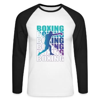 Boxen Martial Arts Boxing Box Club Boxer - Unisex Baseballshirt langarm - Weiß/Schwarz - Vorne - Nik (191cm)