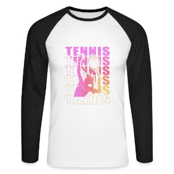 Tennis Clothing for Tennis Player Women Girls - Unisex Long Sleeve Baseball T-Shirt - white/black - Front - Nik (191cm)