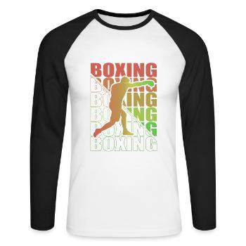 Boxen Martial Arts Boxing Box Club Boxer - Unisex Baseballshirt langarm - Weiß/Schwarz - Vorne - Nik (191cm)