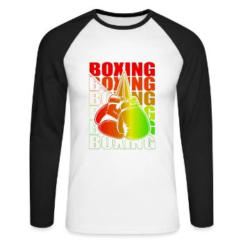 Boxen Martial Arts Boxing Box Club Boxer - Unisex Baseballshirt langarm - Weiß/Schwarz - Vorne - Nik (191cm)