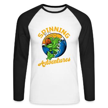 Fishing, Angler, Fisherman Fishing and Pike Fishing - Unisex Long Sleeve Baseball T-Shirt - white/black - Front - Nik (191cm)