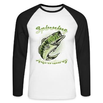 Fishing, Angler, Fisherman Fishing and Pike Fishing - Unisex Long Sleeve Baseball T-Shirt - white/black - Front - Nik (191cm)
