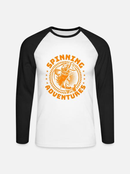 Angel, Angler, Fischer Fischen und Hecht Angeln - Unisex Baseballshirt langarm - Weiß/Schwarz