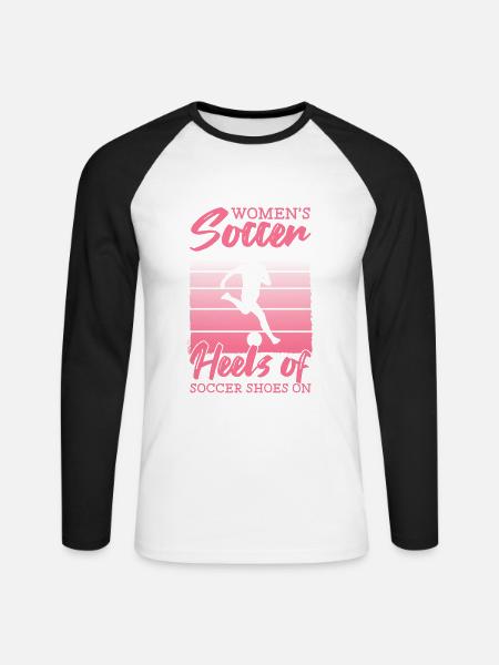 Frauenfußball, Fußball Frauen Soccer Damenfußball - Unisex Baseballshirt langarm - Weiß/Schwarz