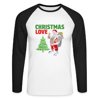 Heavy Hard Metal Christmas, Love Rock 'n' Roll - Unisex Long Sleeve Baseball T-Shirt - white/black - Front - Nik (191cm)