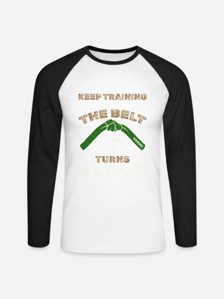Schwarzer Gürtel: Motivation Kampfkunst Taekwondo - Unisex Baseballshirt langarm - Weiß/Schwarz