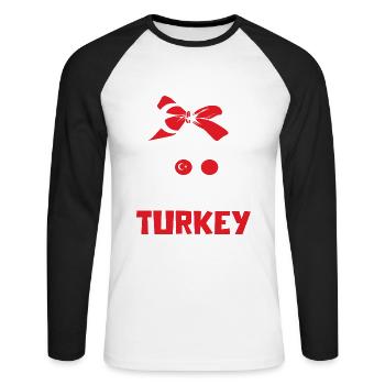 Sports Turkey, Football, Outfit for Sports Fan - Unisex Long Sleeve Baseball T-Shirt - white/black - Front - Nik (191cm)