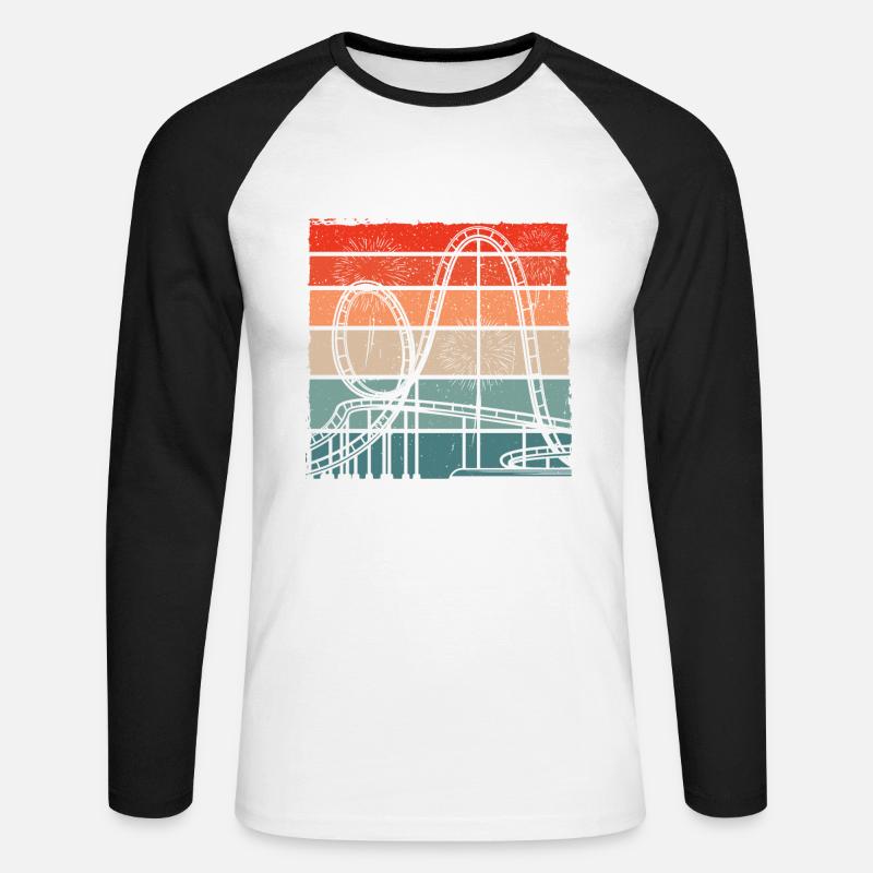 Coasterholic, Freizeitpark, Rummelplatz Achterbahn - Unisex Baseballshirt langarm - Weiß/Schwarz