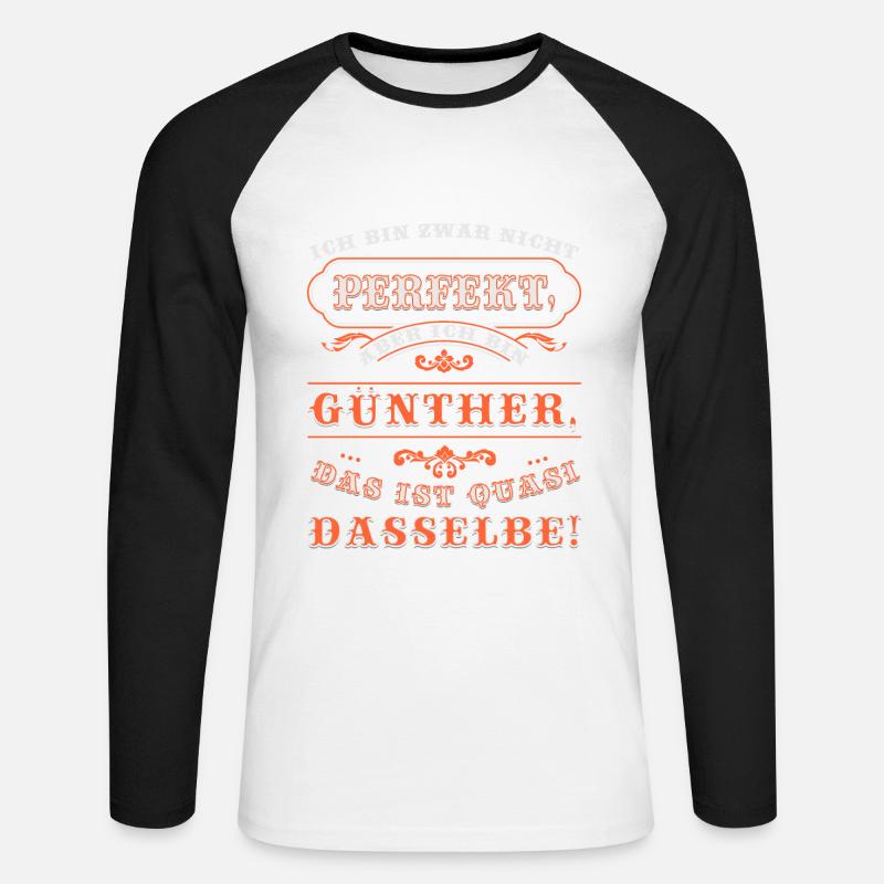 Divertente GÜNTHER per il suo onomastico con nome - Maglia da baseball a manica lunga da uomo - bianco/nero