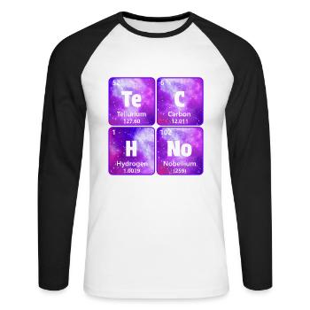 Techno House Party EDM Festival Goa Electro Rave - Unisex Baseballshirt langarm - Weiß/Schwarz - Vorne - Nik (191cm)