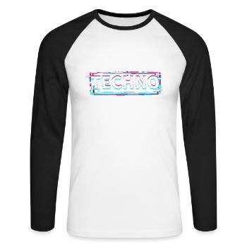 Techno House Party EDM Festival Goa Electro Rave - Unisex Baseballshirt langarm - Weiß/Schwarz - Vorne - Nik (191cm)