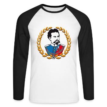 Ludwig von Bayern - Lorbeeren - Unisex Baseballshirt langarm - Weiß/Schwarz - Vorne - Nik (191cm)