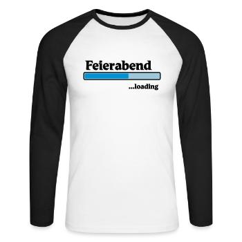 Feierabend loading - Unisex Baseballshirt langarm - Weiß/Schwarz - Vorne - Nik (191cm)