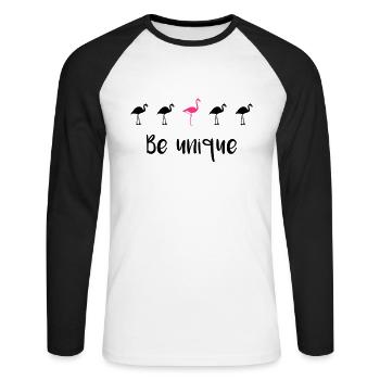 Be unique! - Unisex Long Sleeve Baseball T-Shirt - white/black - Front - Nik (191cm)